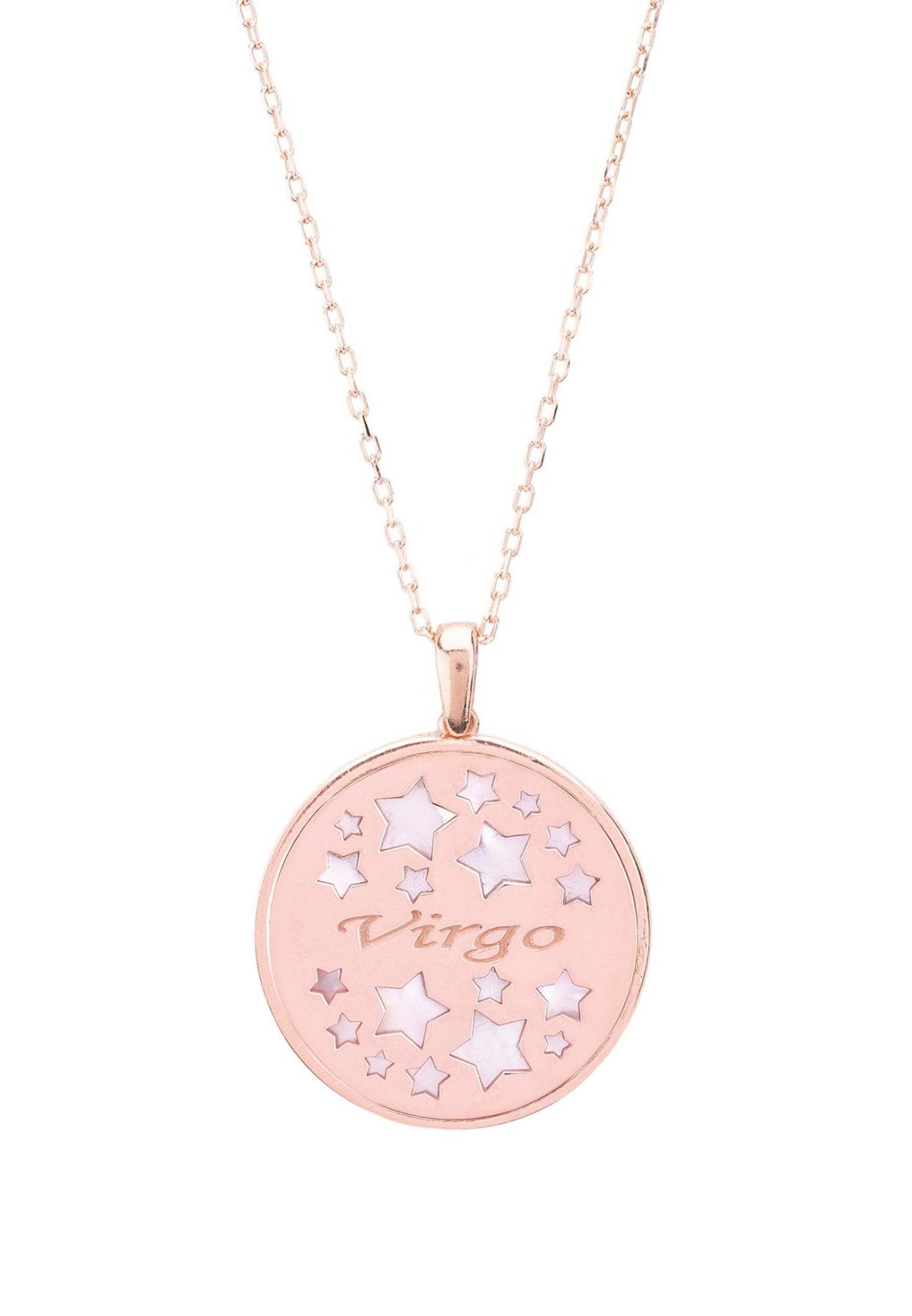 Zodiac Mother of Pearl Gemstone Star Constellation Pendant Necklace Virgo