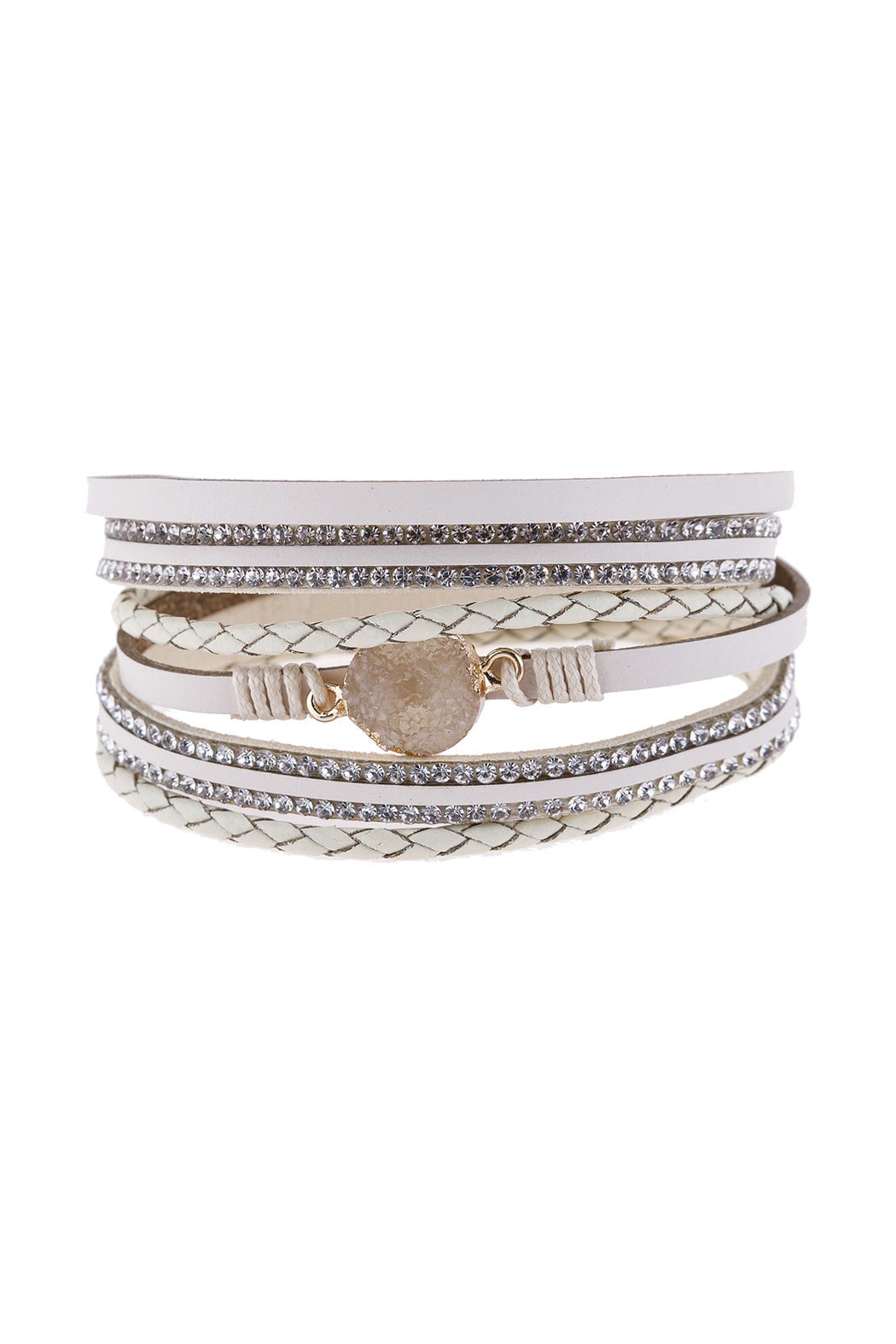 Rhinestone Encrusted Druzy Wrap Bracelet