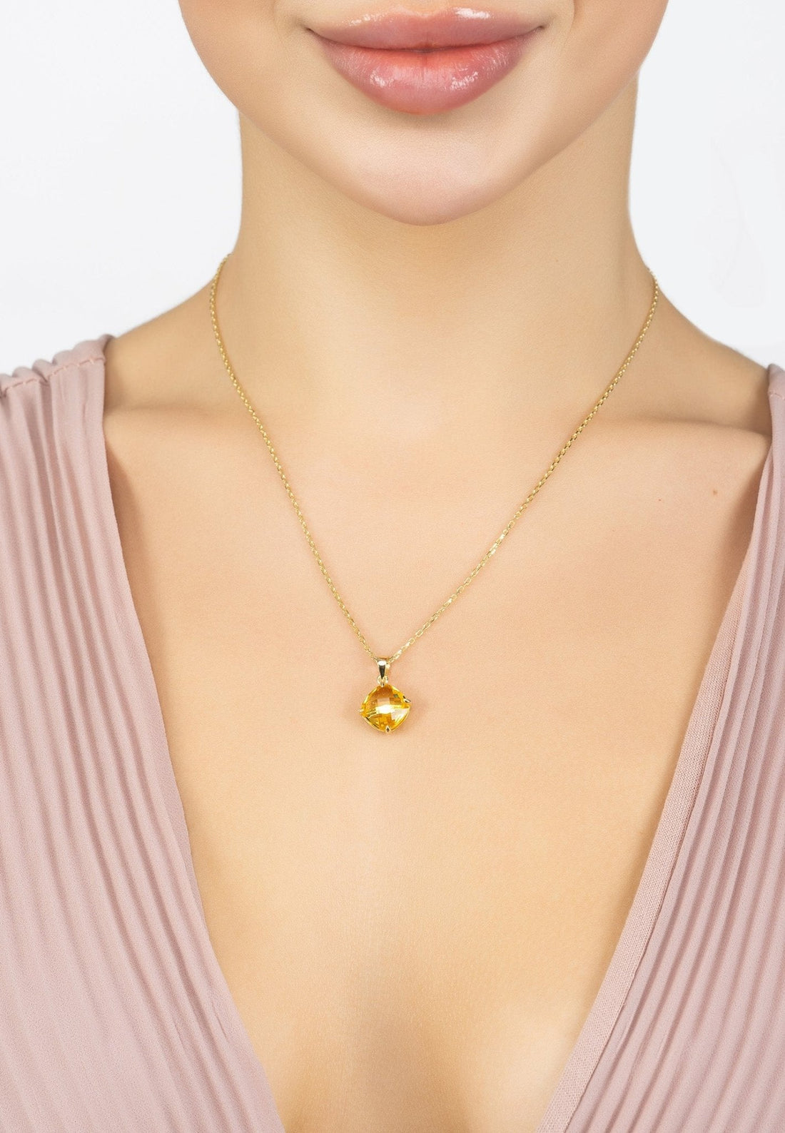 Empress Gemstone Necklace Gold Citrine