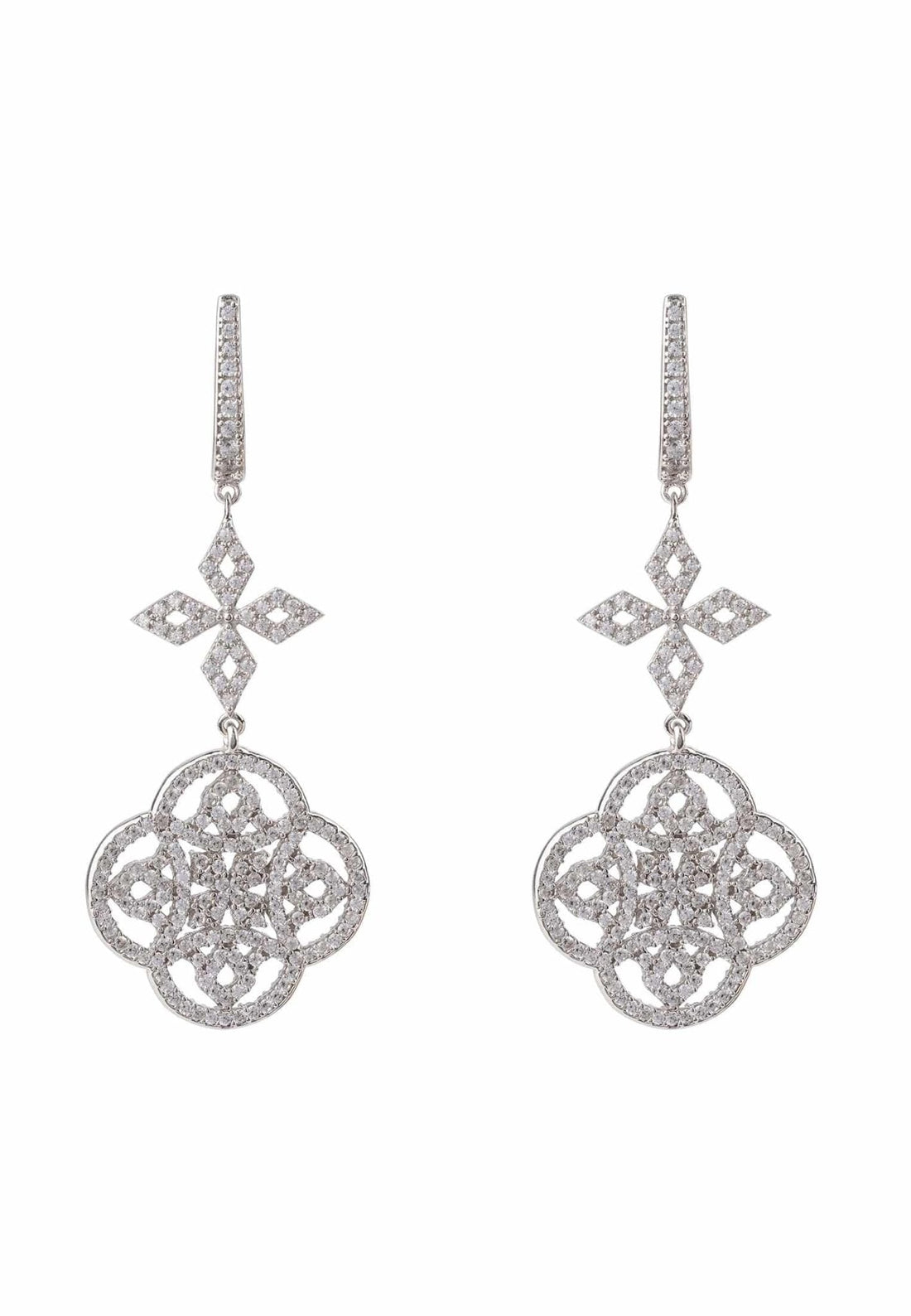 Celtic Knot Clover Drop Earrings Silver