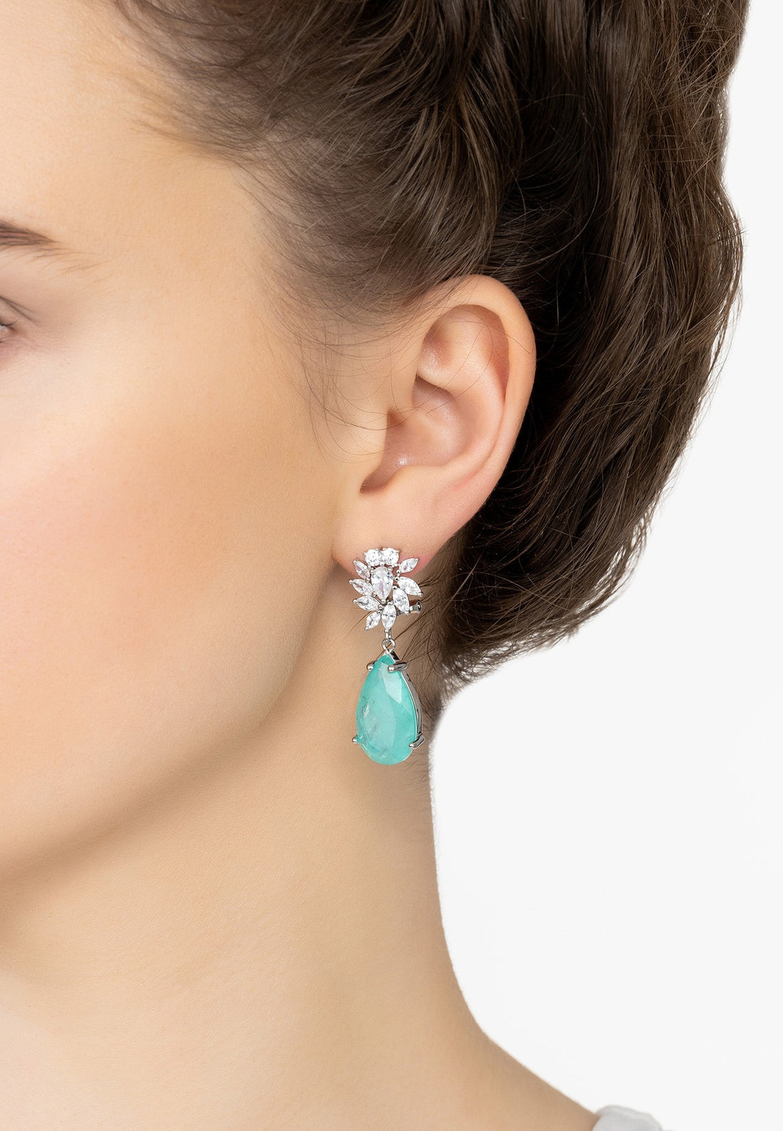 Marigold Flower Teardrop Earrings Paraiba Tourmaline Silver