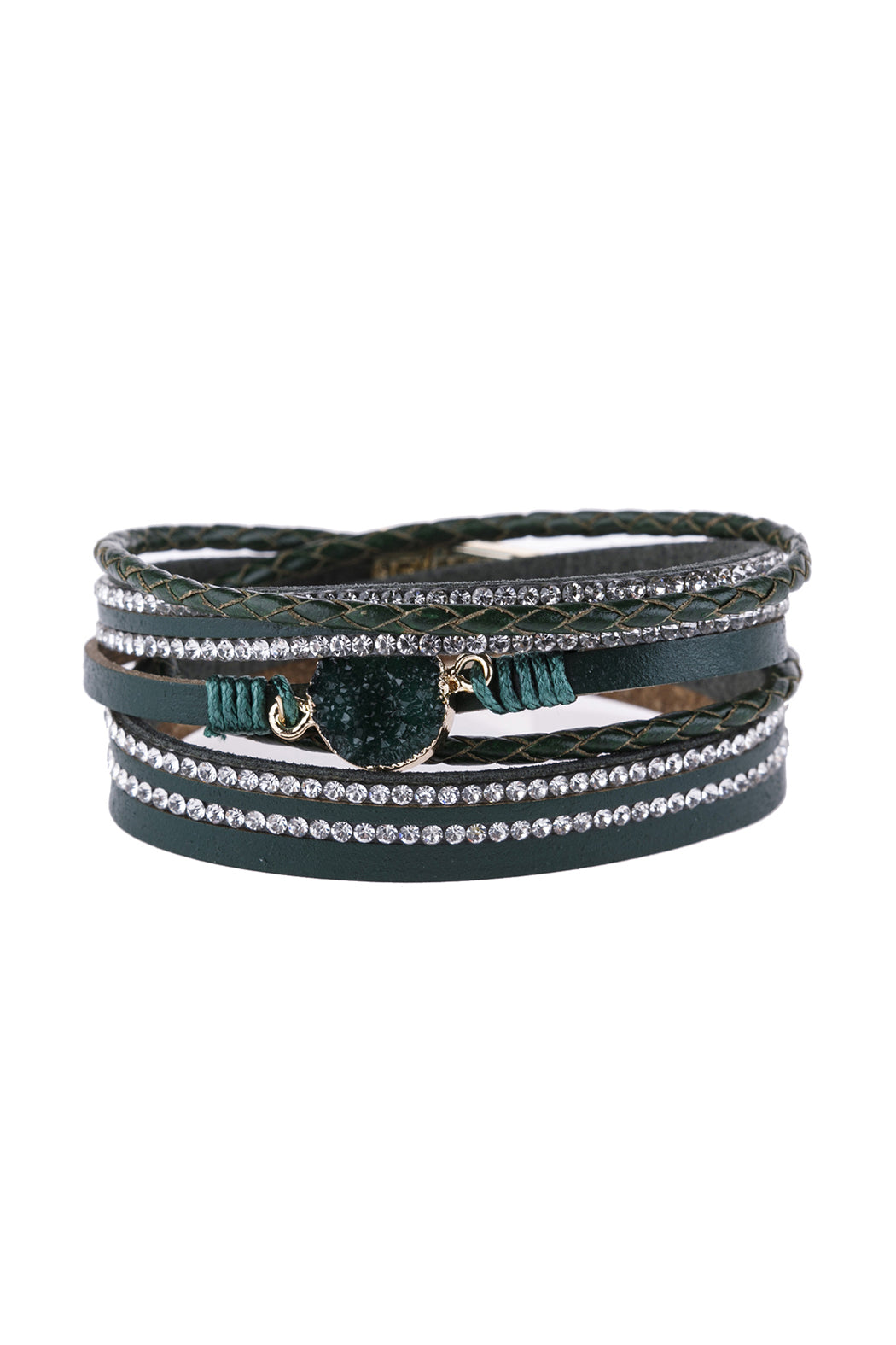 Rhinestone Encrusted Druzy Wrap Bracelet