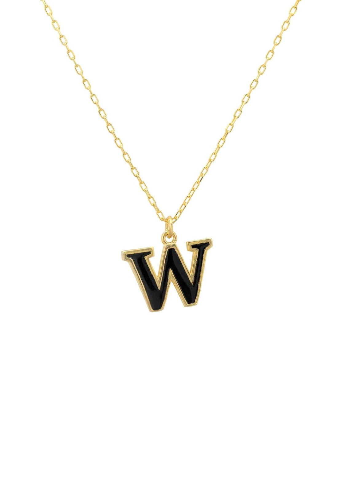 Initial Enamel Necklace Gold W