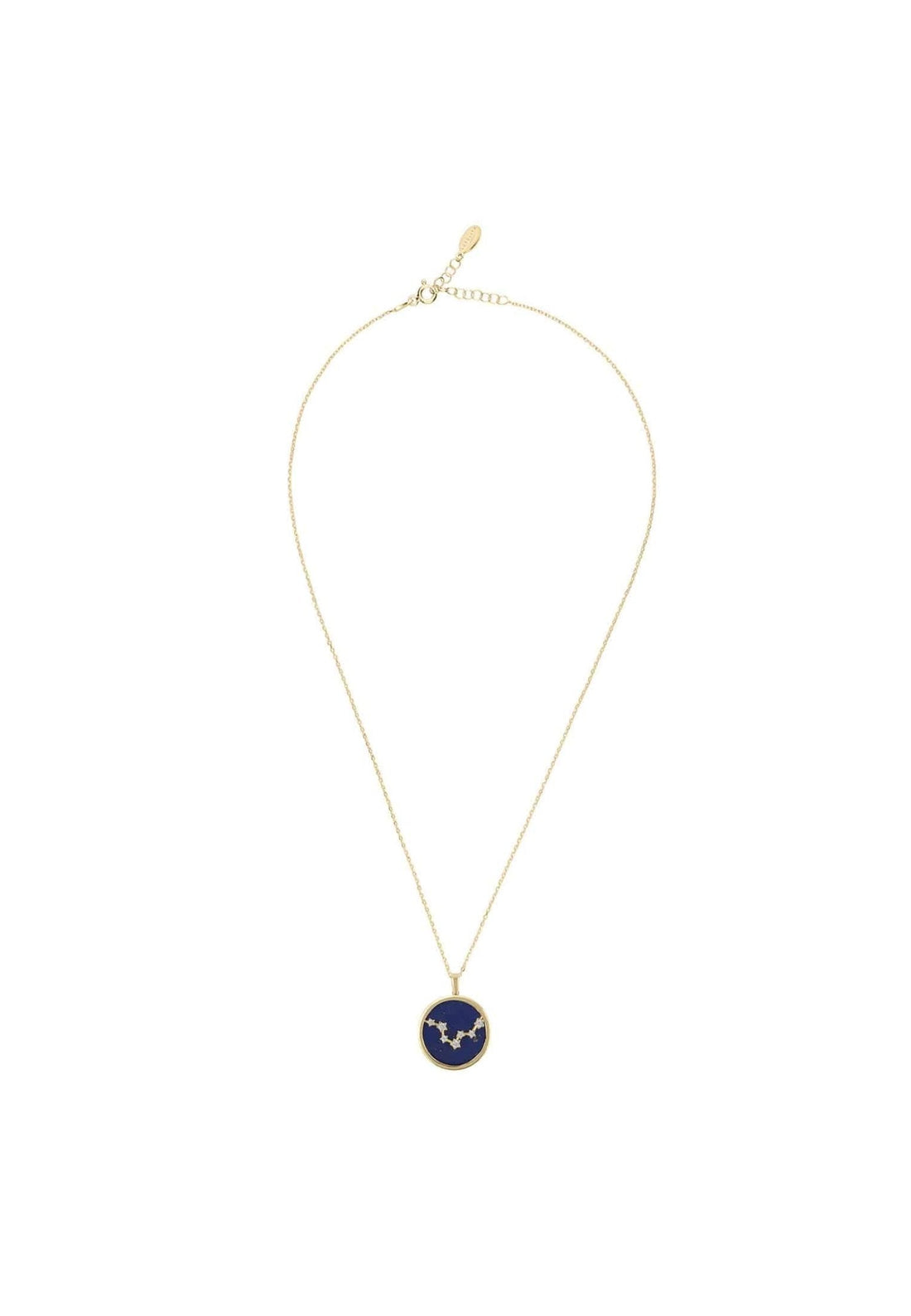 Zodiac Lapis Lazuli Gemstone Star Constellation Pendant Necklace Gold Pisces