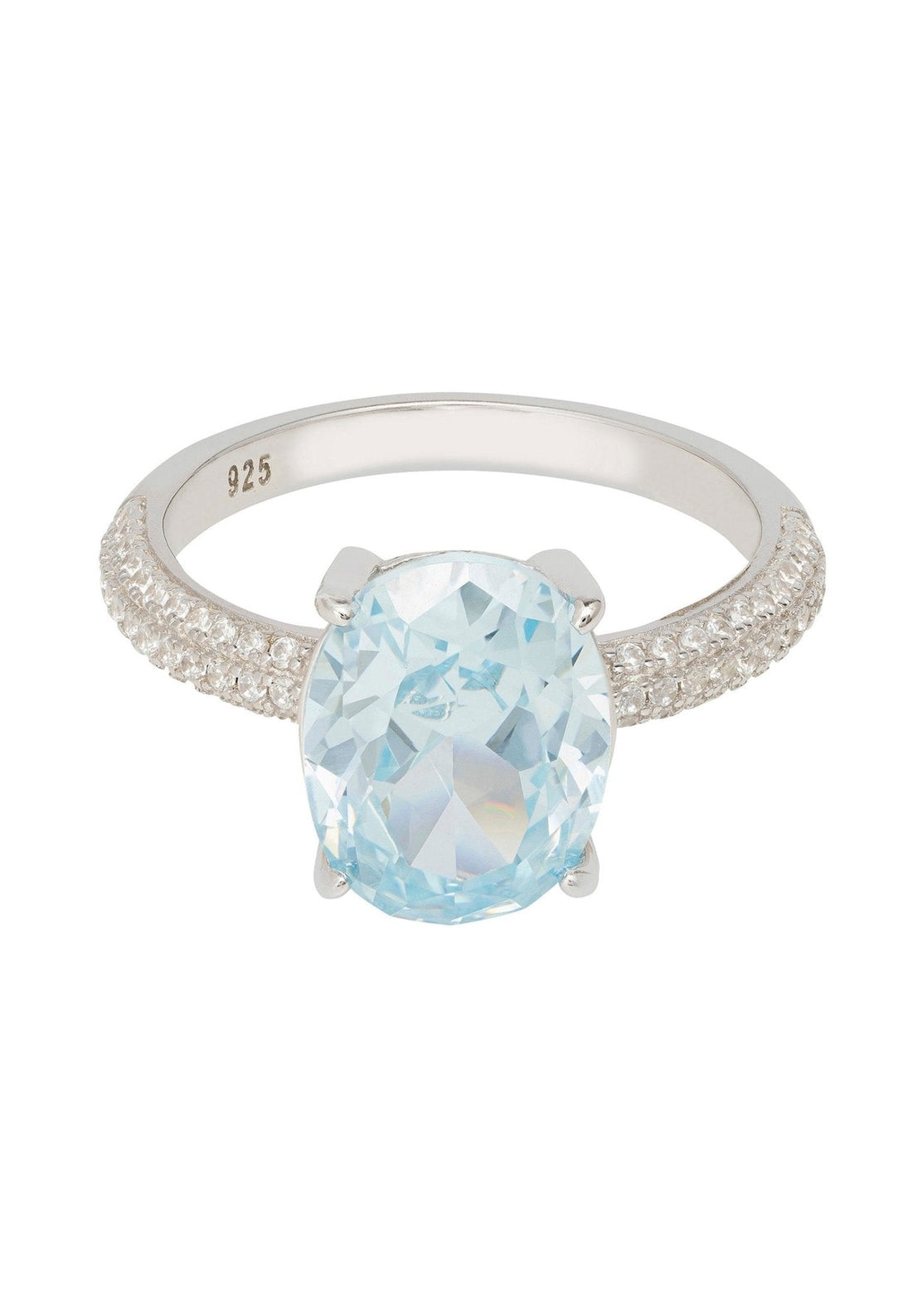 Alexandra Oval Cocktail Ring Blue Topaz Silver