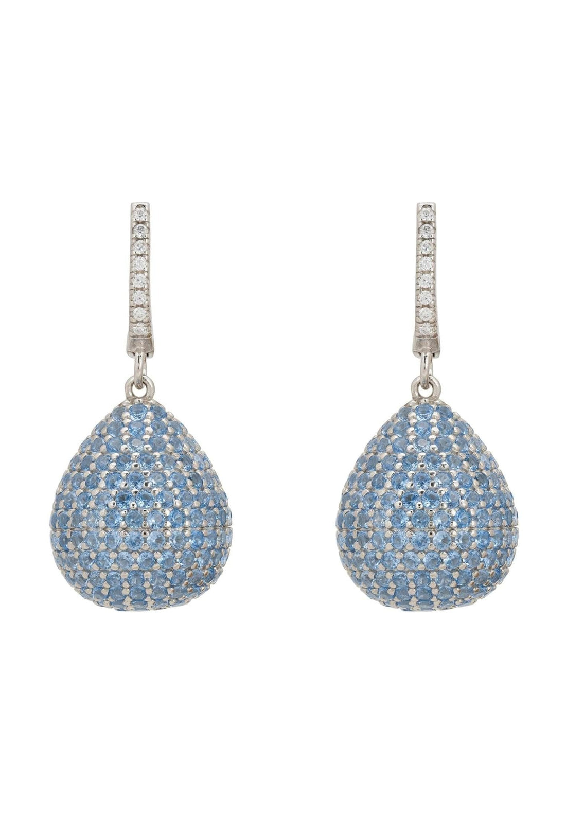 Valerie Pear Drop Gemstone Earrings Silver Ice Blue