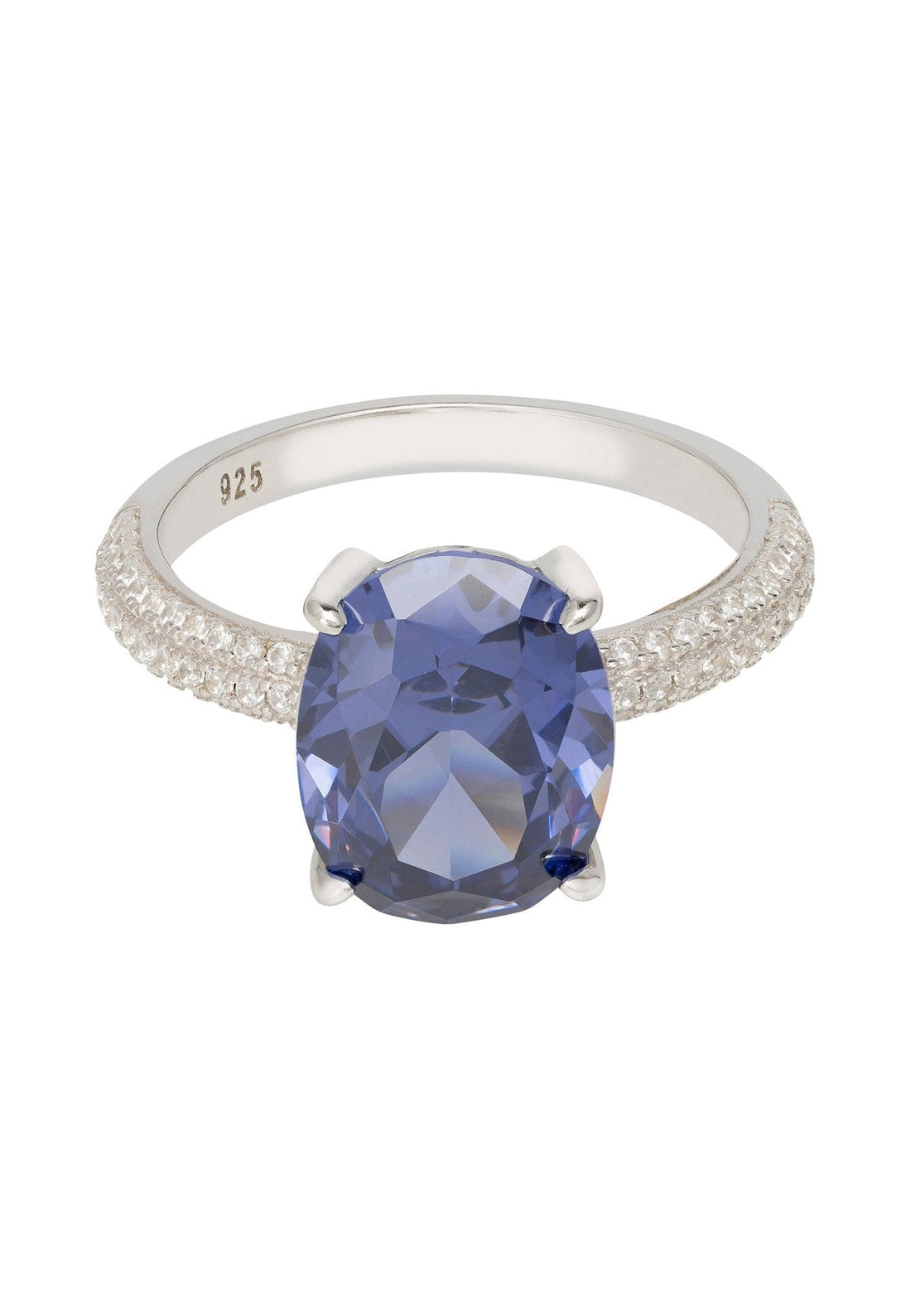 Alexandra Oval Cocktail Ring Tanzanite Silver