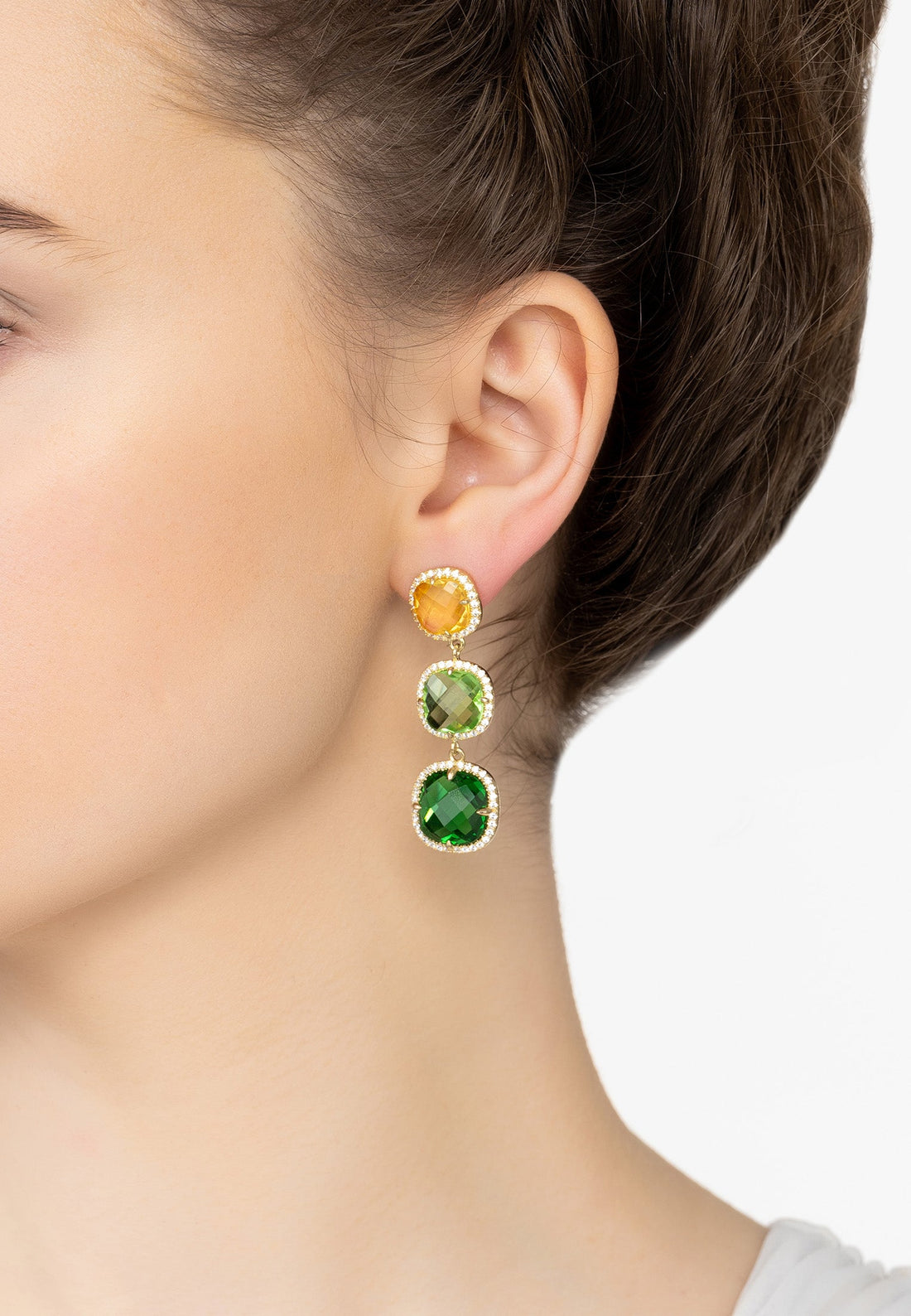 Knightsbridge Earrings Gold Green Citrus