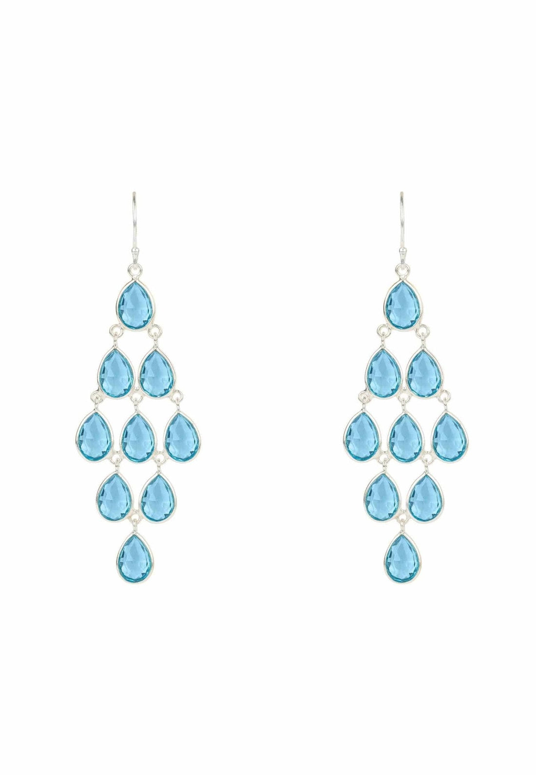 Erviola Gemstone Cascade Earrings Silver Blue Topaz Hydro