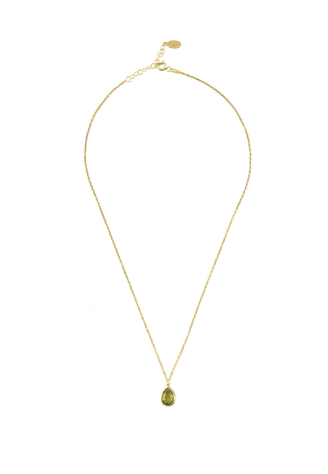 Pisa Mini Teardrop Necklace Gold Peridot