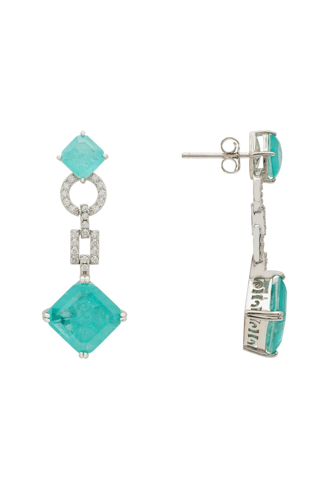 Noor Paraiba Tourmaline Drop Earrings Silver