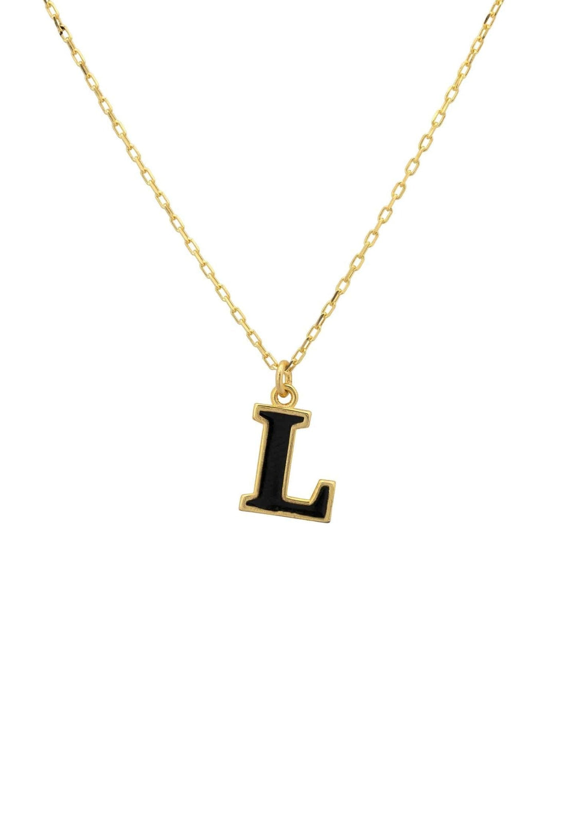 Initial Enamel Necklace Gold L