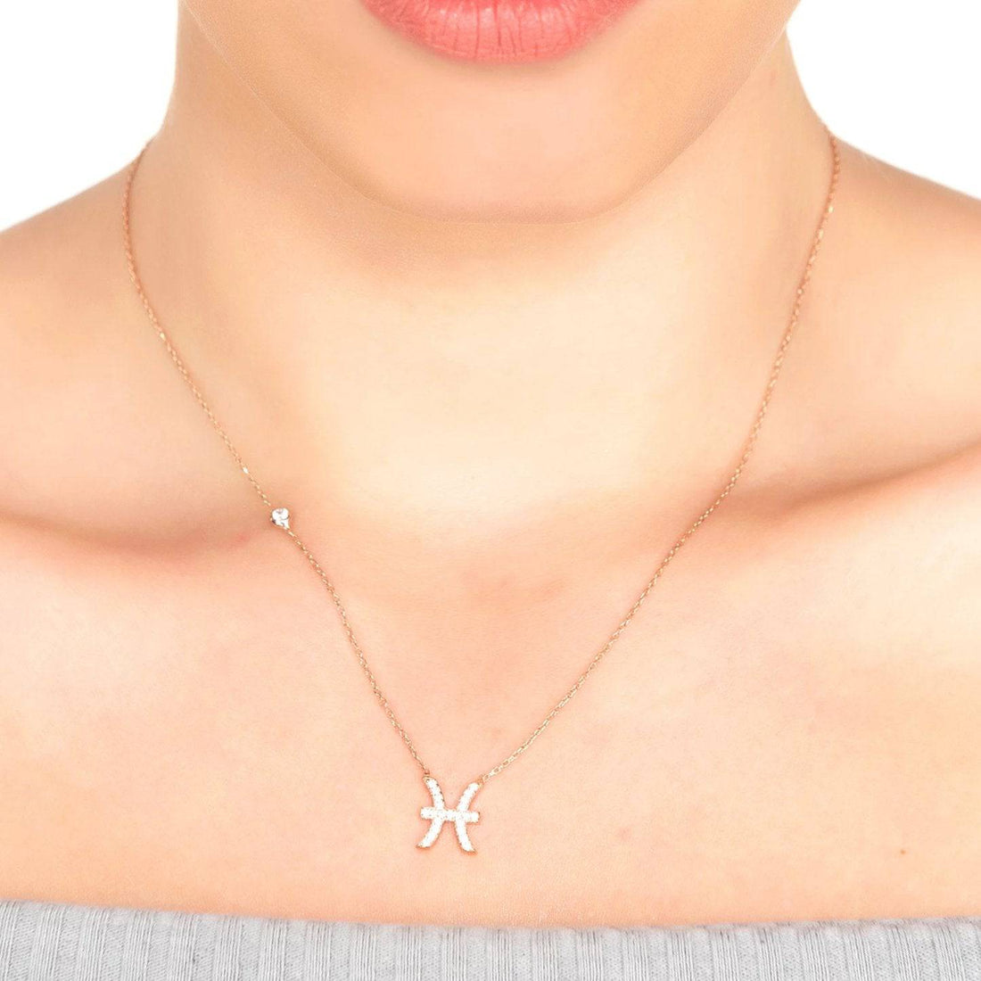 Zodiac Star Sign Pendant Necklace Silver Pisces