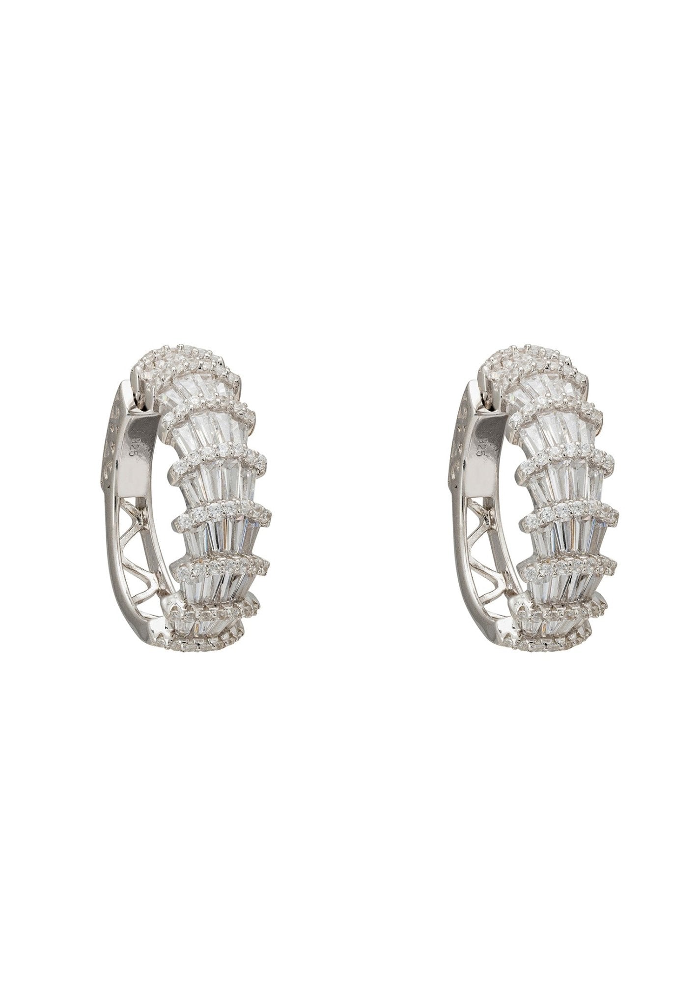 Deco Fantail Hoop Earrings Silver