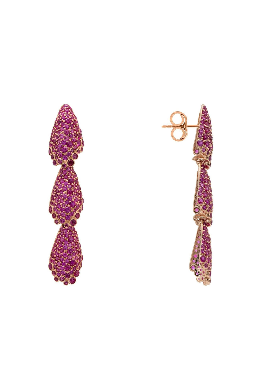 Arabelle Ruby Pink Earrings Rosegold