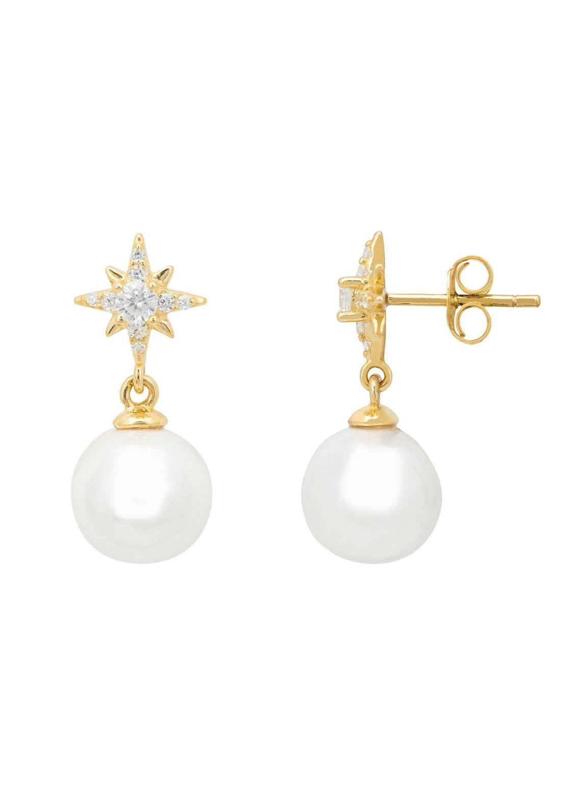 Polaris North Star Pearl Earrings Gold