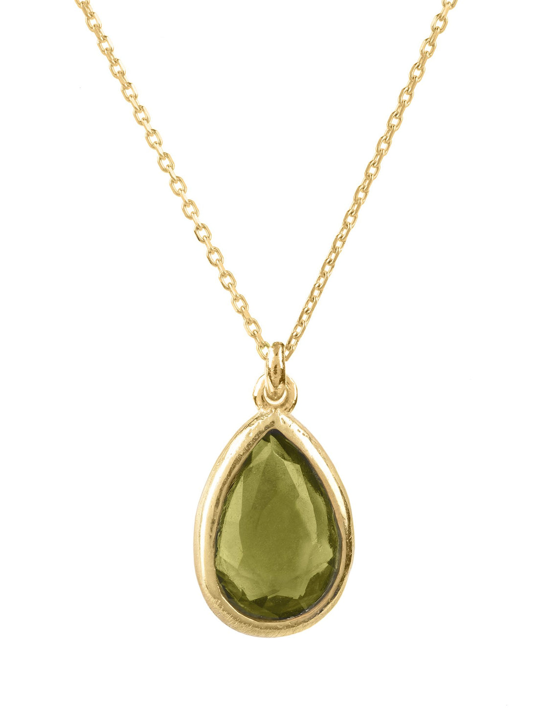 Pisa Mini Teardrop Necklace Gold Peridot