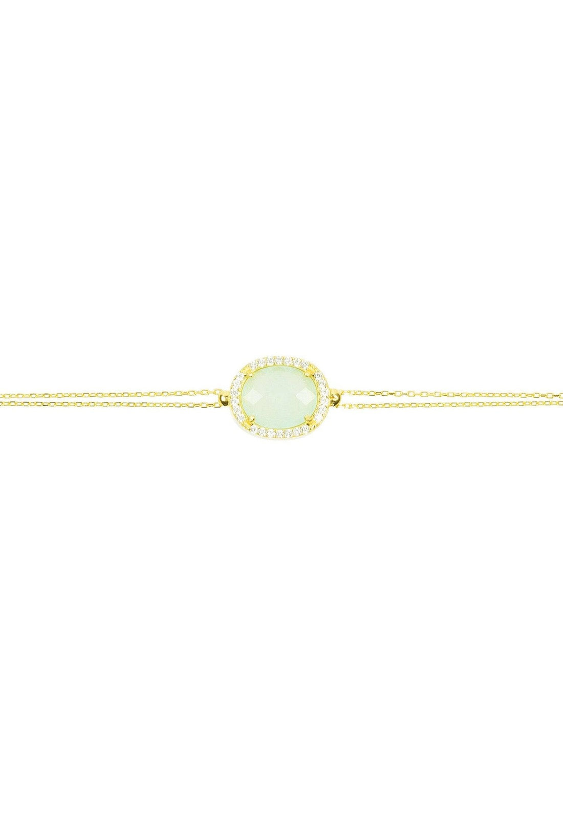 Beatrice Oval Gemstone Bracelet Gold Aqua Chalcedony