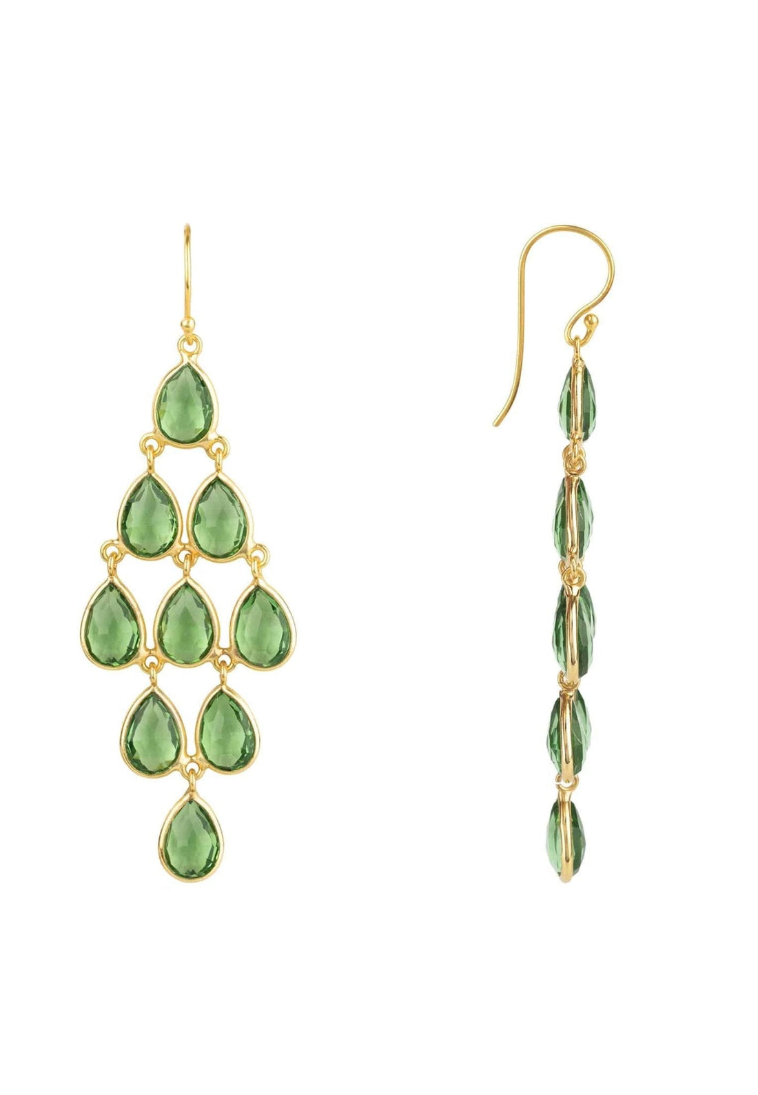 Erviola Gemstone Cascade Earrings Gold Peridot