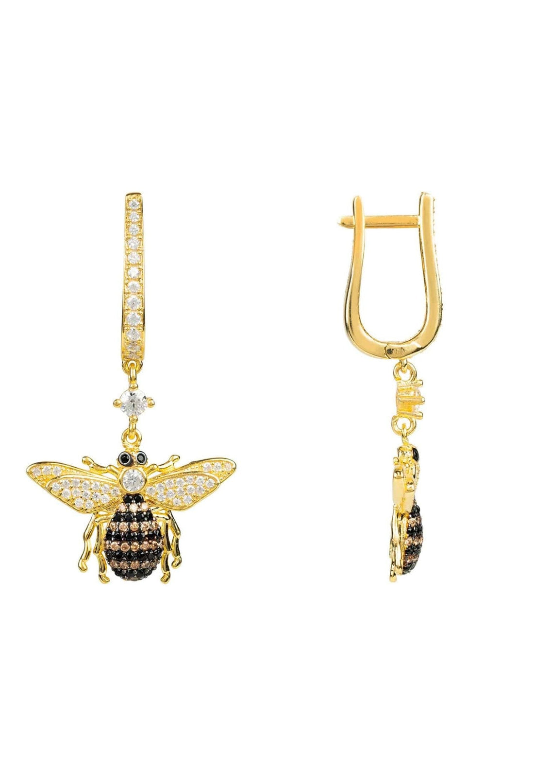 Honey Bee Drop Earrings Gold