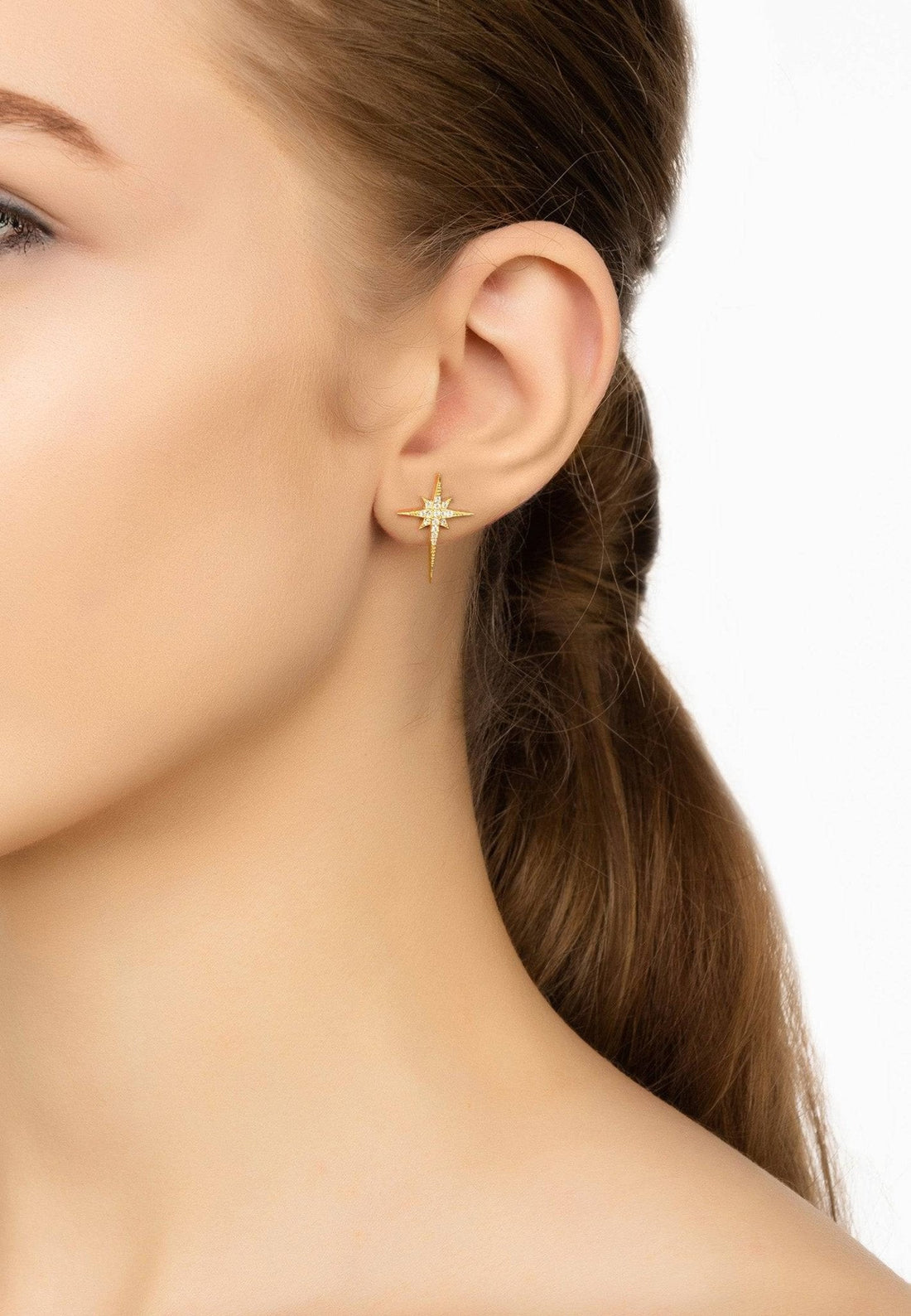 North Star Small Stud Earrings Gold