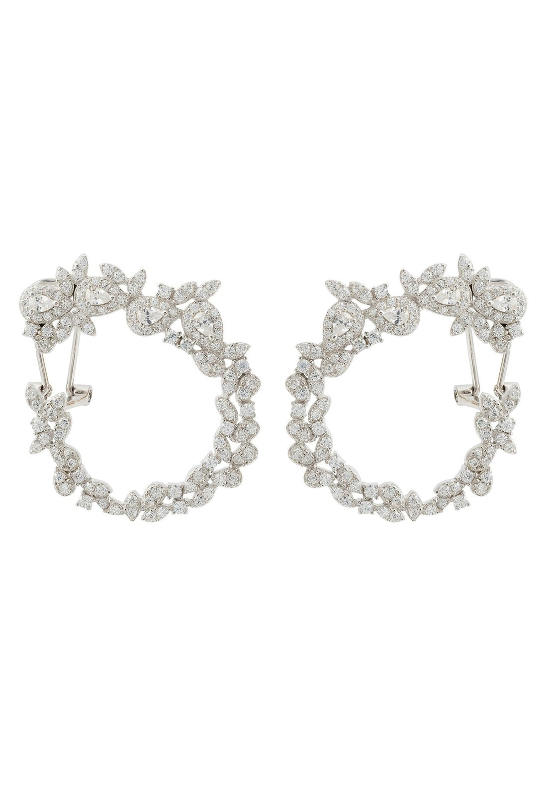 Sweeping Freesia Flower Hoops Silver