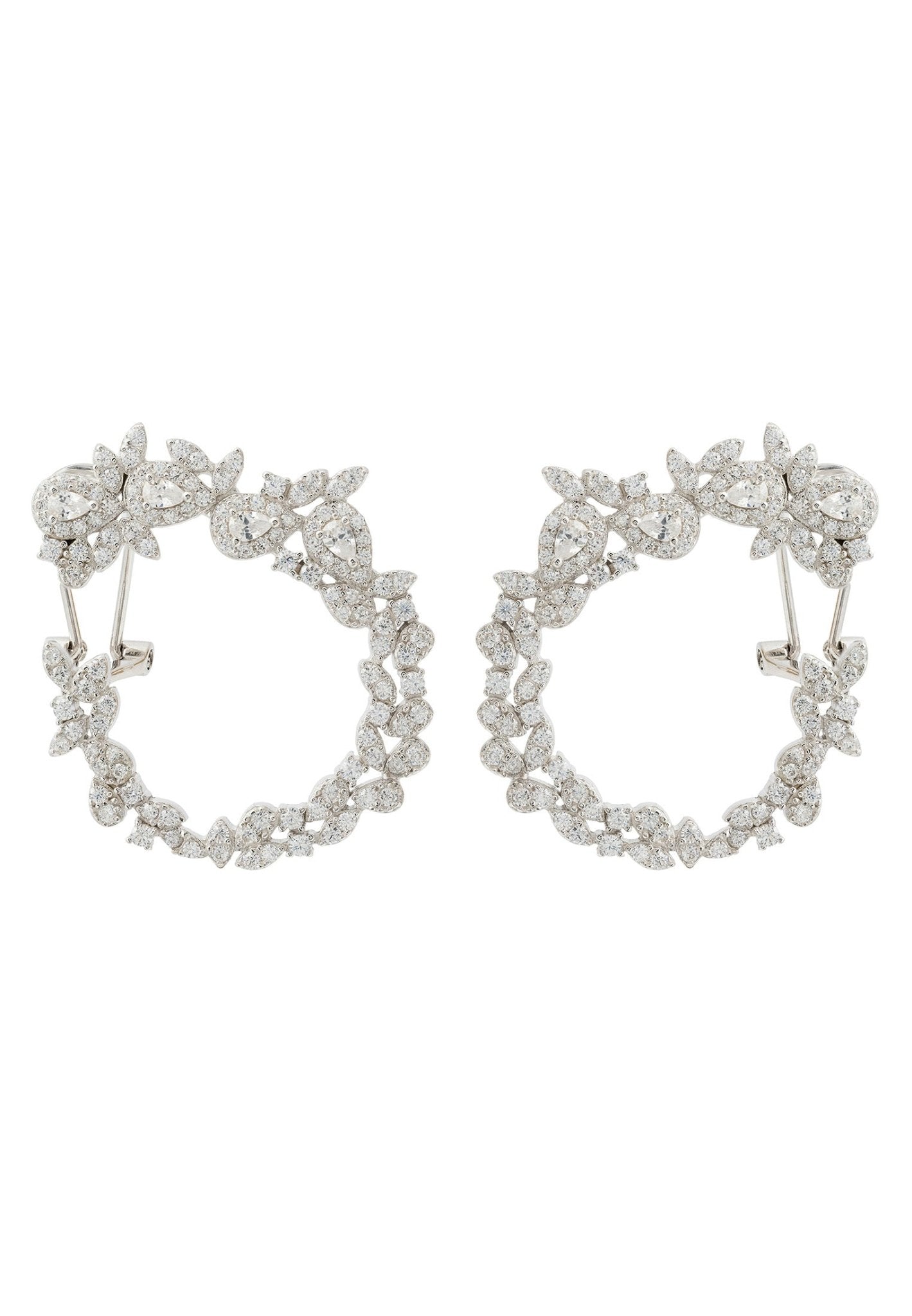 Sweeping Freesia Flower Hoops Silver