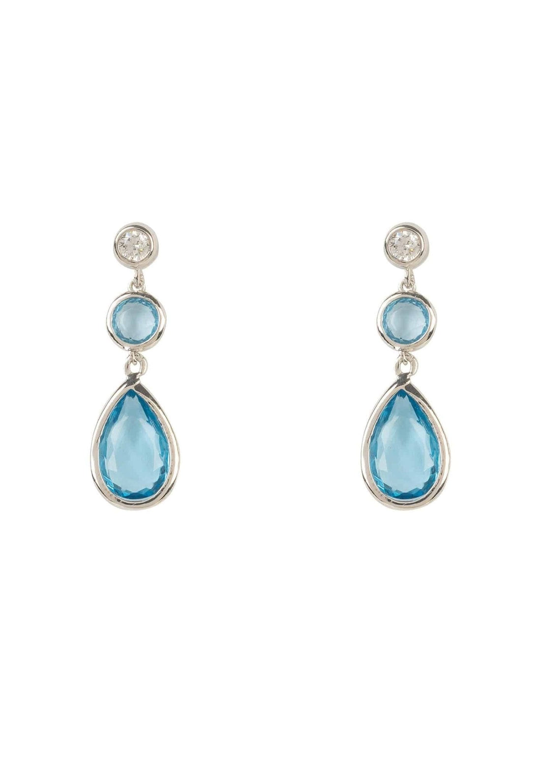 Tuscany Gemstone Drop Earring Silver Blue Topaz Hydro