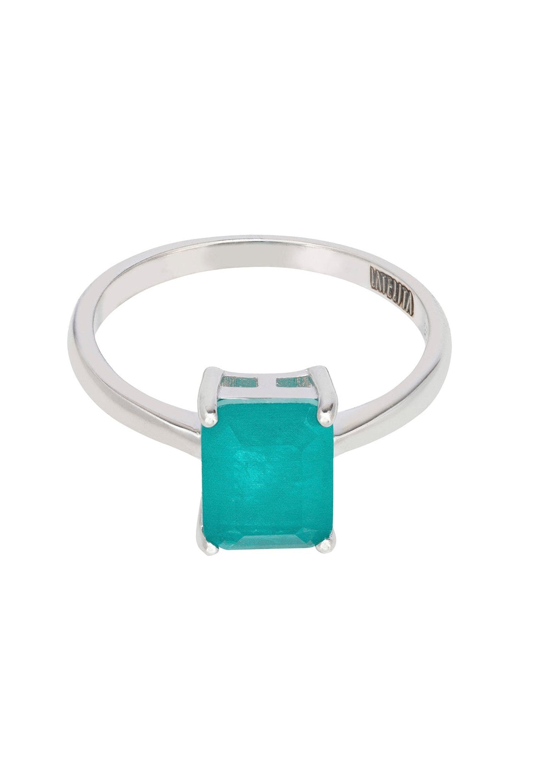 Middleton Rectangle Paraiba Tourmaline Cocktail Ring Silver