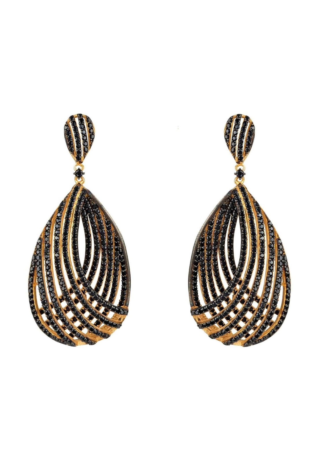 Vortex Teardrop Earring Black Cz