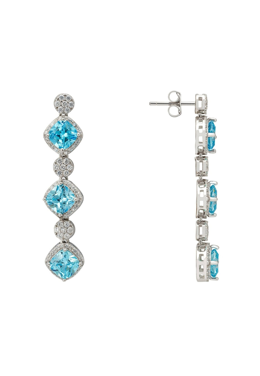 Elena Drop Earrings Blue Topaz Silver