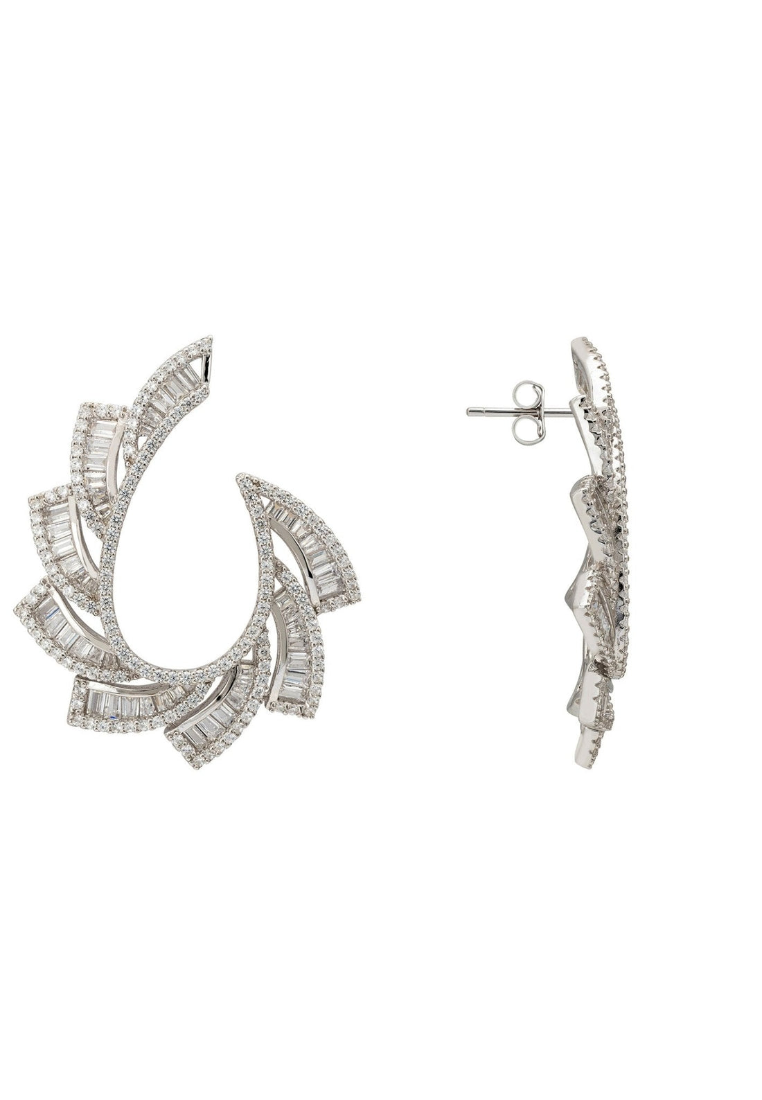 Amara Sweeping Hoop Earrings Silver