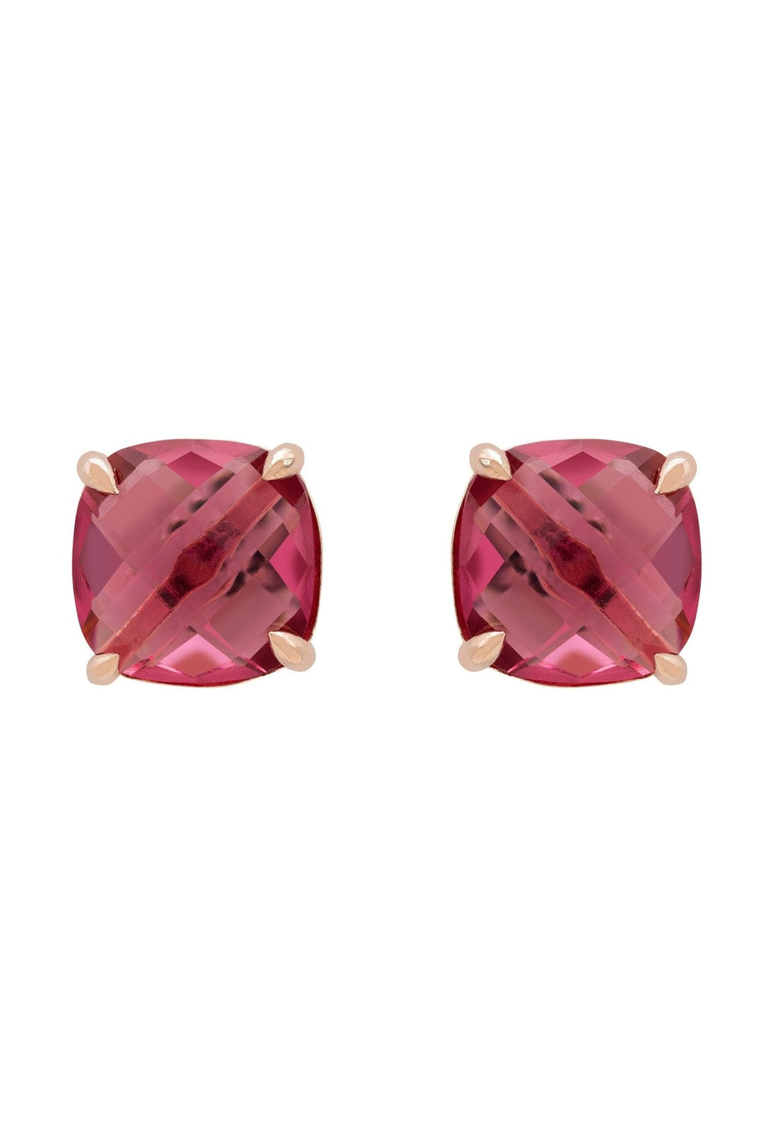 Empress Gemstone Stud Earrings Rosegold Pink Tourmaline