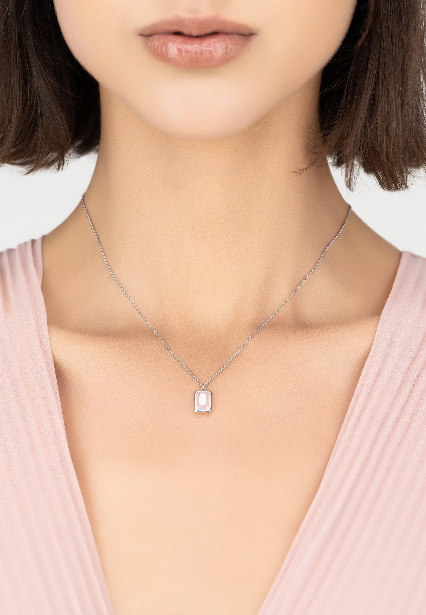 Portofino Necklace Silver Rose Quartz