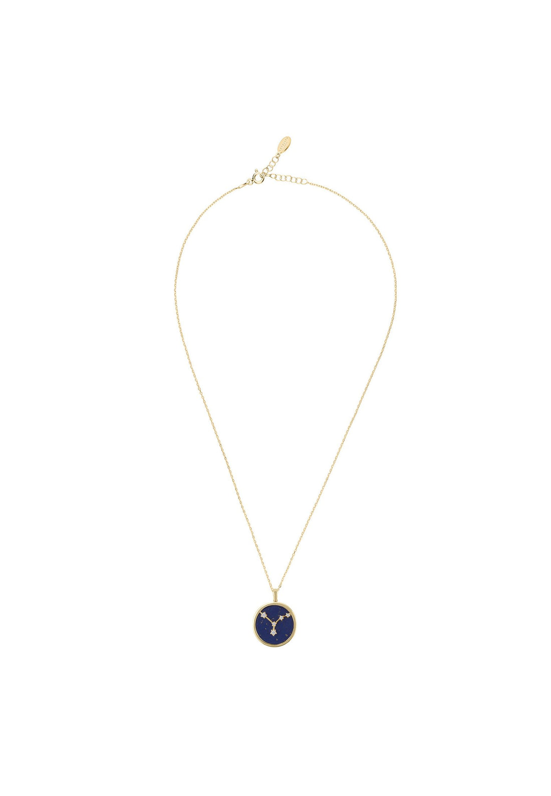 Zodiac Lapis Lazuli Gemstone Star Constellation Pendant Necklace Gold Cancer