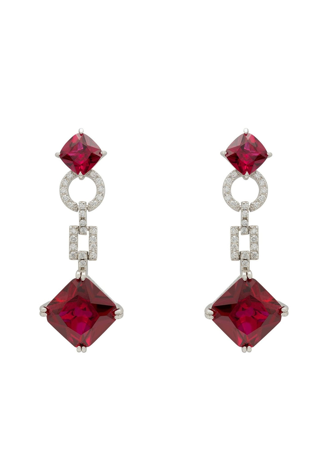 Noor Ruby Drop Earrings Silver