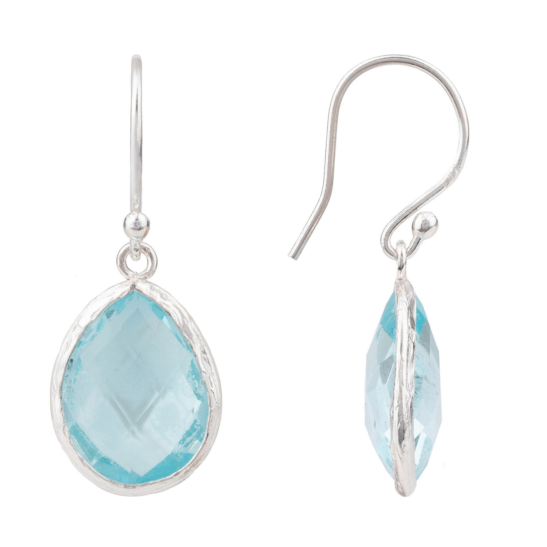 Petite Drop Earrings Blue Topaz Hydro Silver