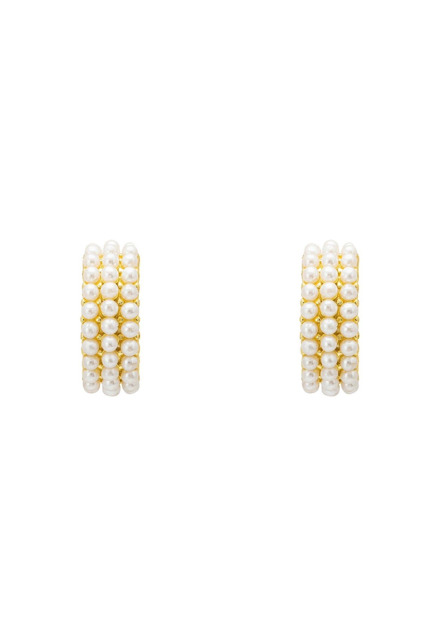 Pearly Queen Hoop Earrings Gold