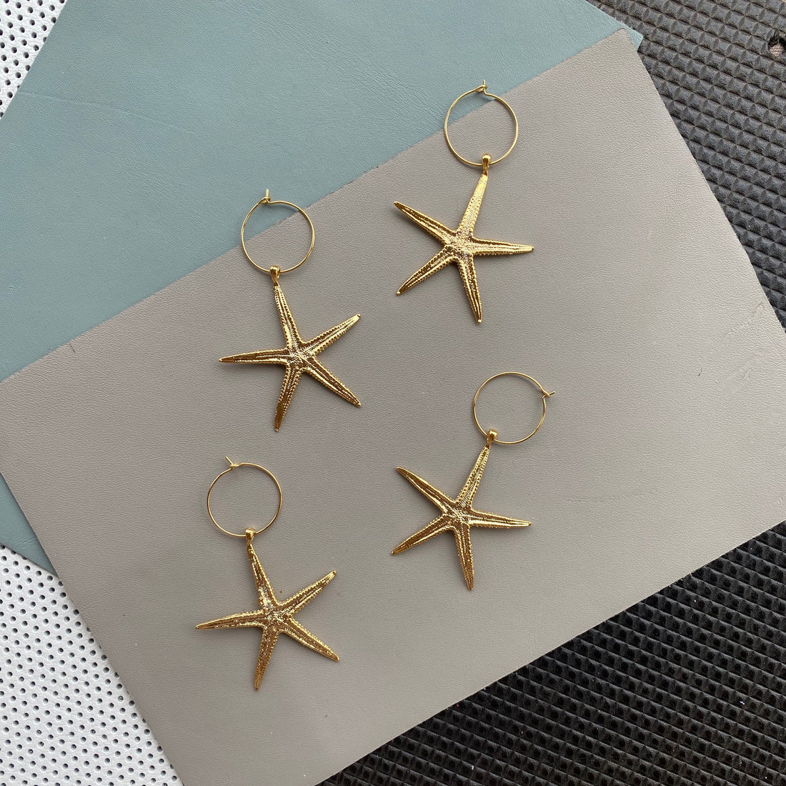 Gold Starfish Hoop Earrings