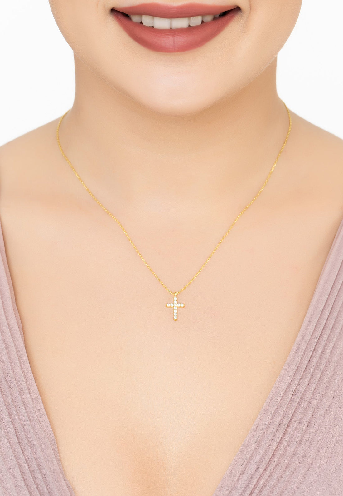 Divine Cross Pendant Necklace Gold