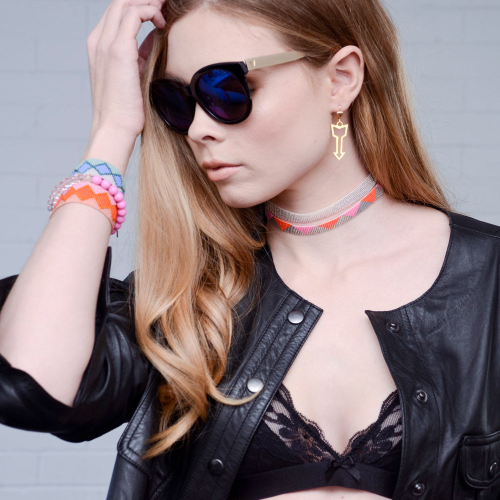 Shine Choker Necklace - Pink / Blue / Silver