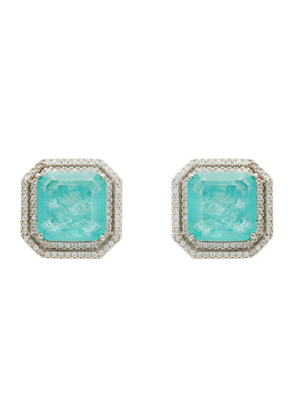 Medina Large Stud Earrings Silver Paraiba Tourmaline