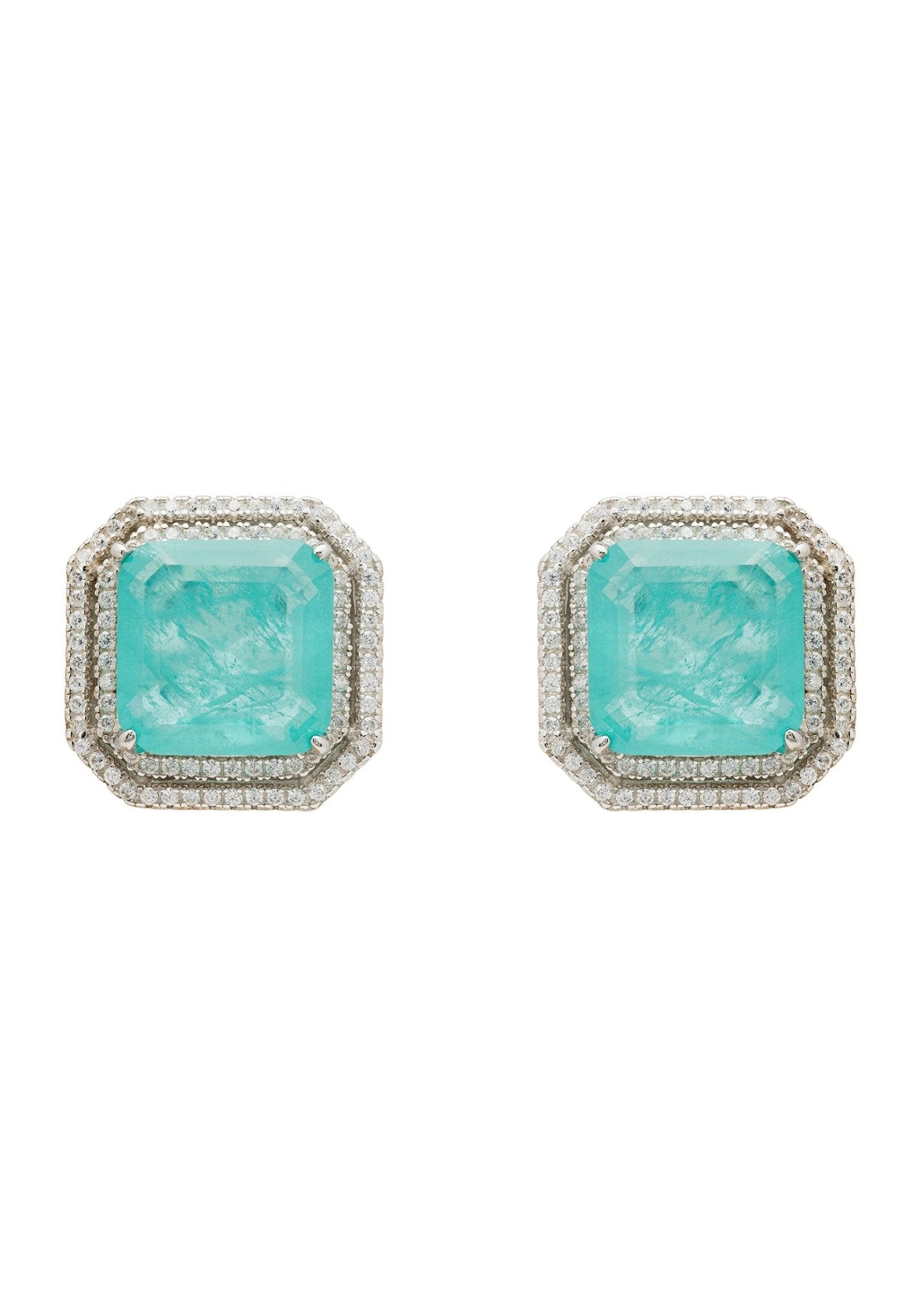 Medina Large Stud Earrings Silver Paraiba Tourmaline