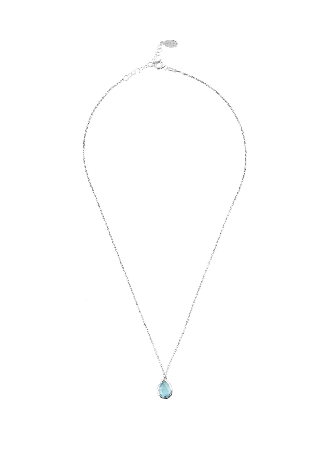 Pisa Mini Teardrop Necklace Silver Blue Topaz