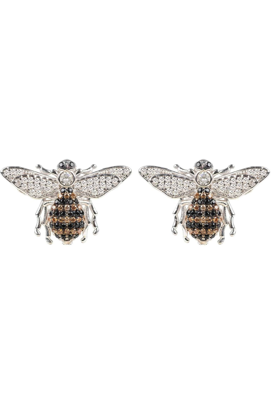 Honey Bee Stud Earrings Silver