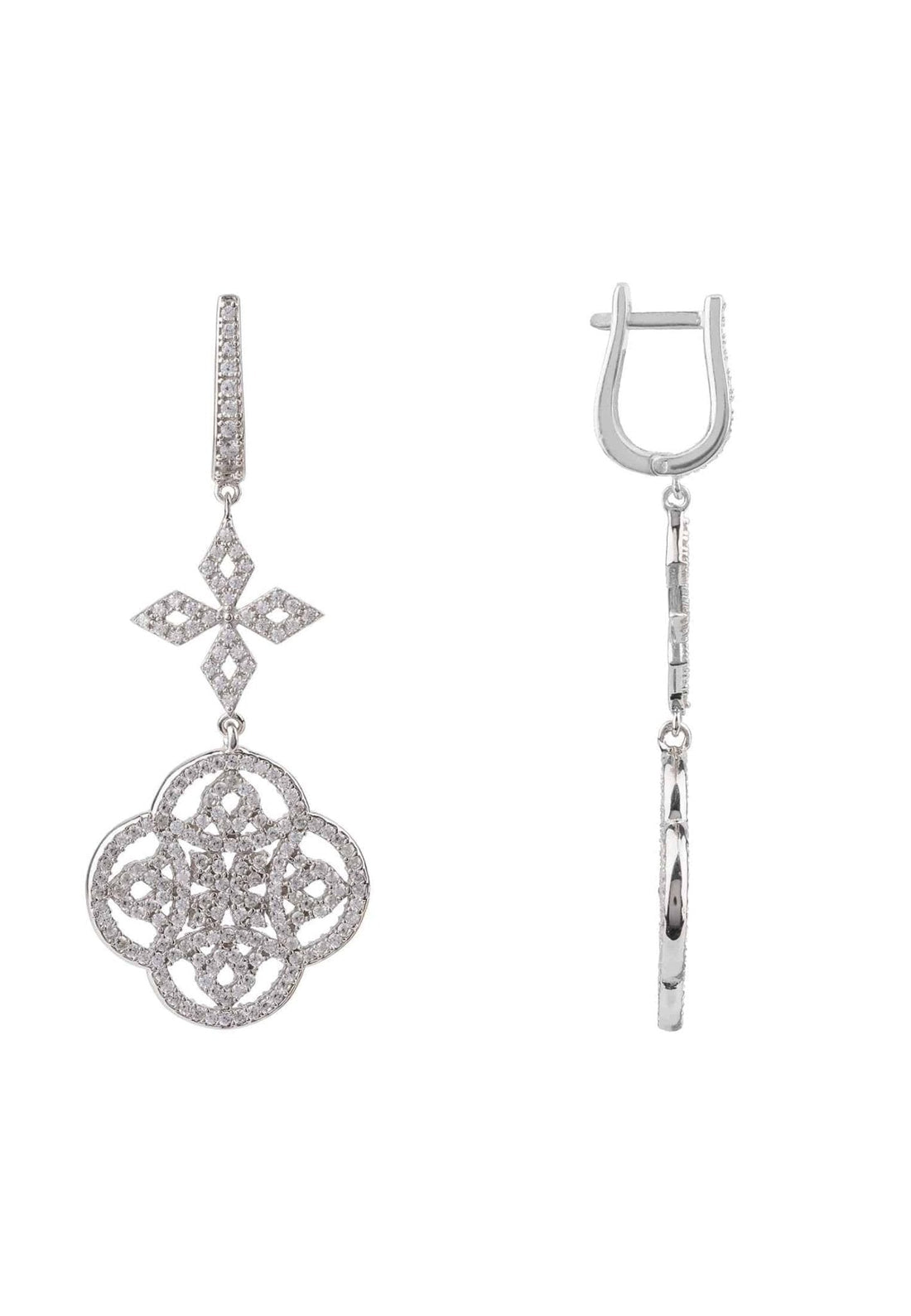 Celtic Knot Clover Drop Earrings Silver