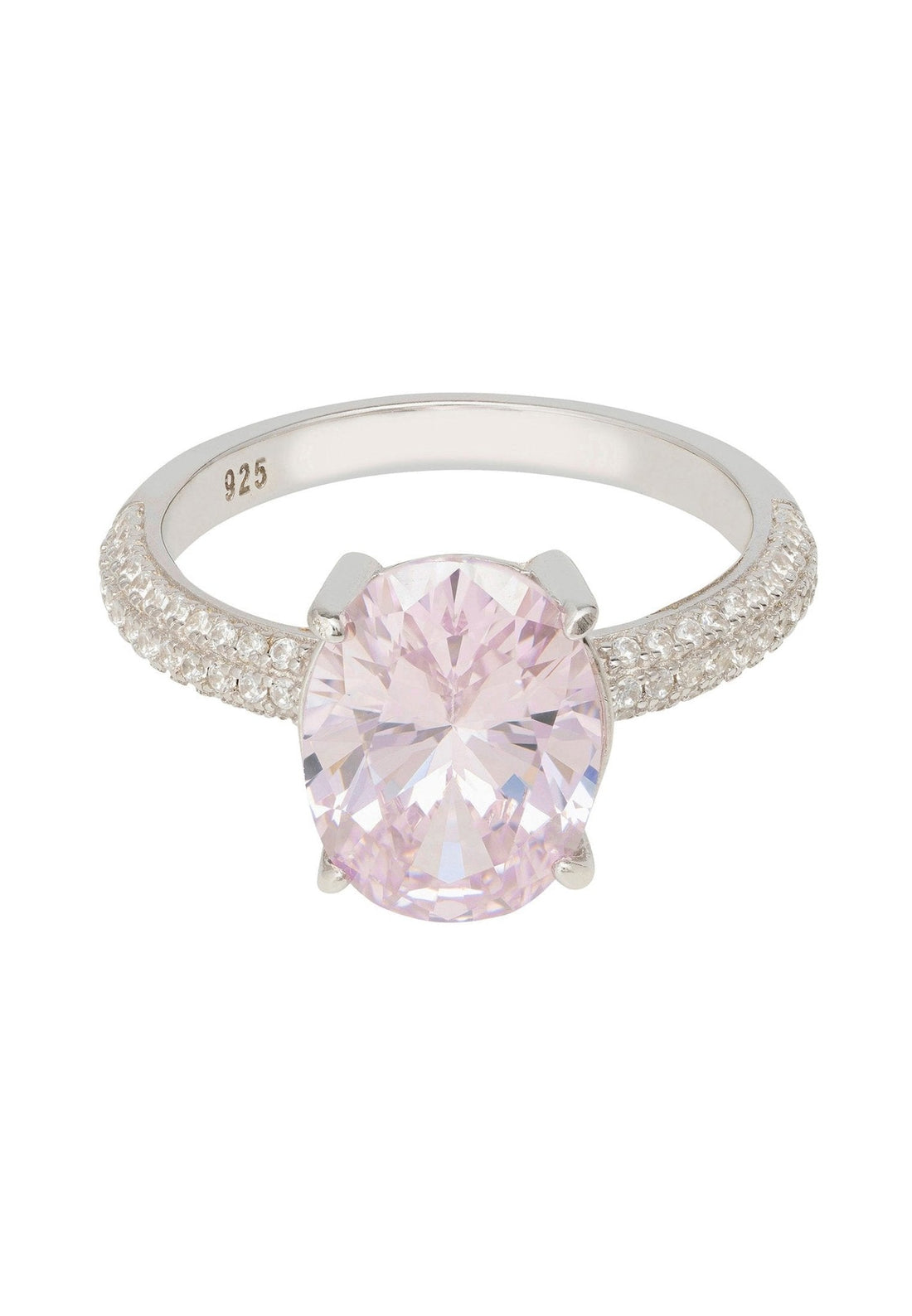 Alexandra Oval Cocktail Ring Morganite Silver