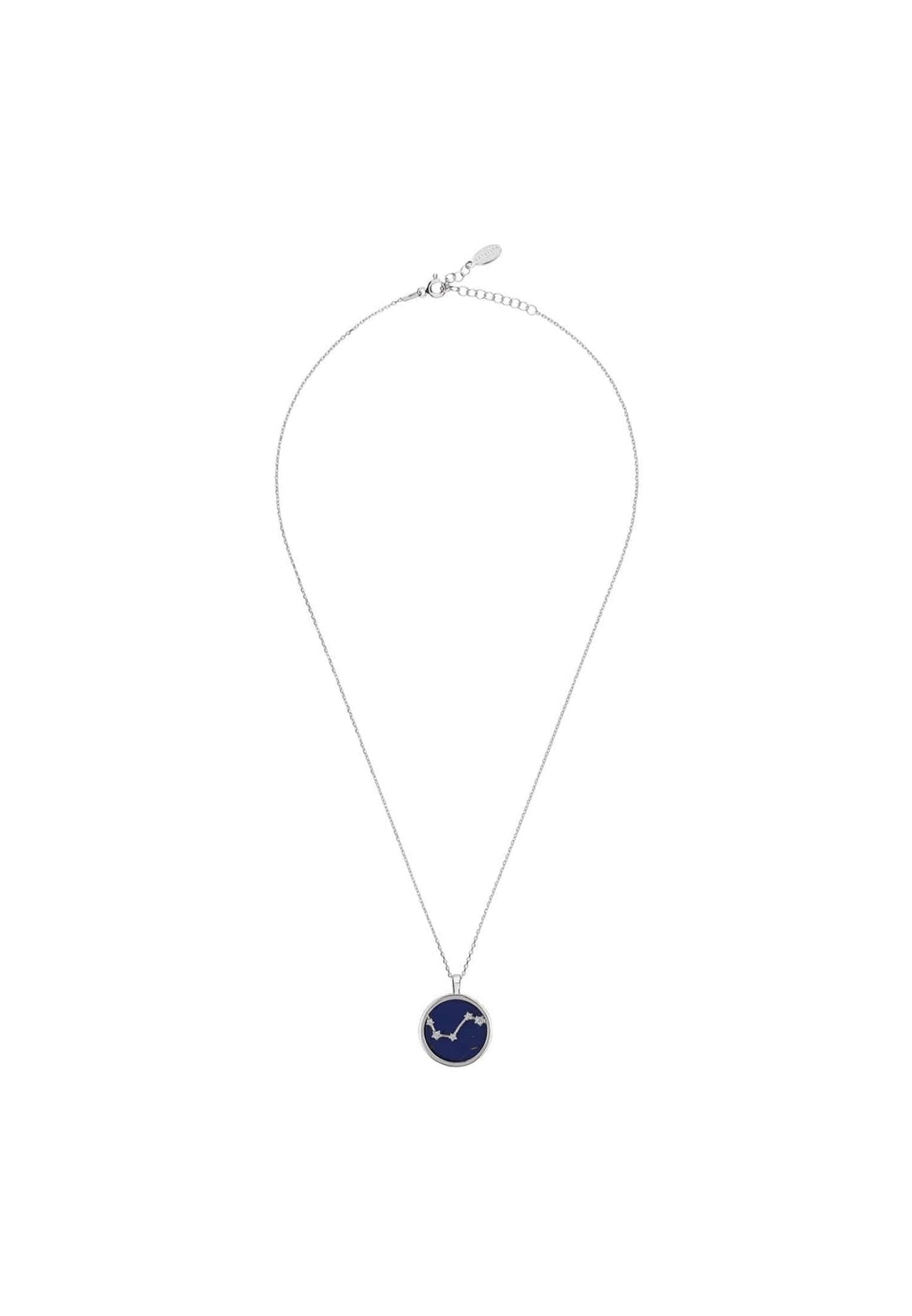 Zodiac Lapis Lazuli Gemstone Star Constellation Pendant Necklace Silver Aries