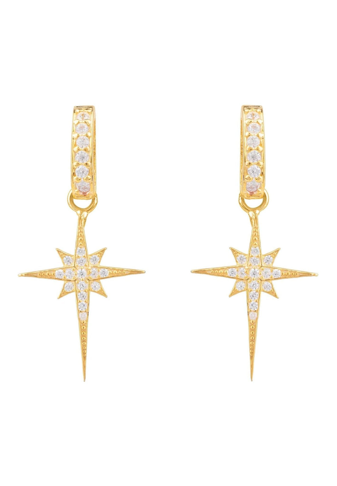 North Star Burst Small Drop Earrings Gold