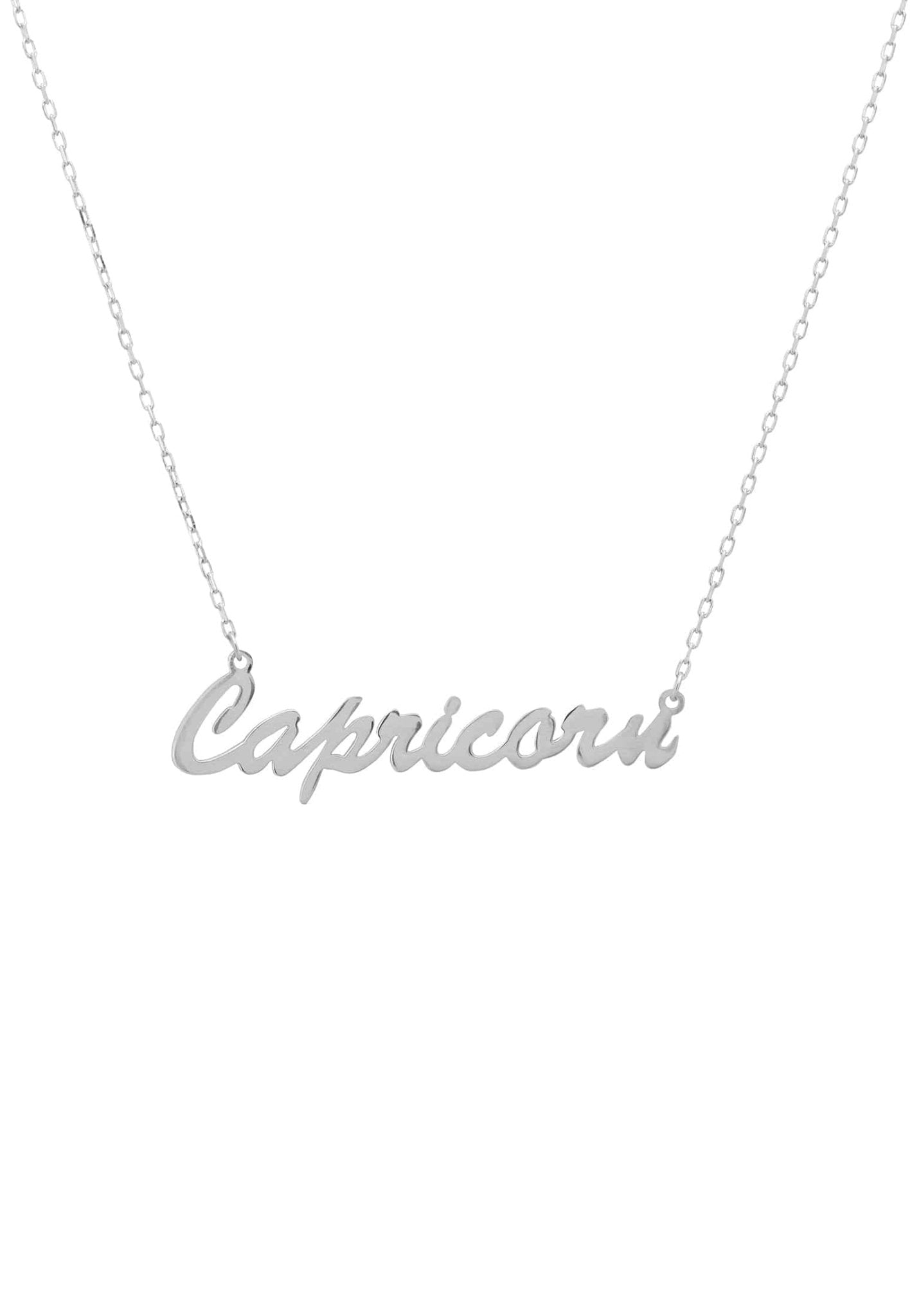 Zodiac Star Sign Name Necklace Silver Capricorn